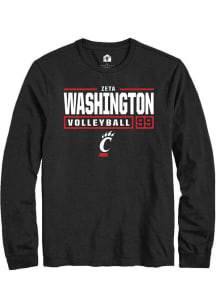 Zeta Washington  Cincinnati Bearcats Black Rally NIL Stacked Box Long Sleeve T Shirt