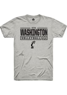 Zeta Washington  Cincinnati Bearcats Ash Rally NIL Stacked Box Short Sleeve T Shirt