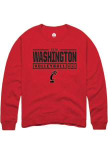 Zeta Washington  Rally Cincinnati Bearcats Mens Red NIL Stacked Box Long Sleeve Crew Sweatshirt