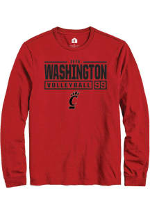 Zeta Washington  Cincinnati Bearcats Red Rally NIL Stacked Box Long Sleeve T Shirt