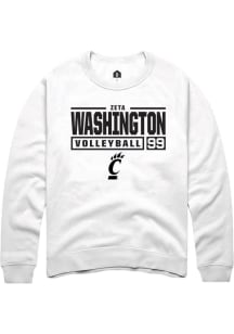Zeta Washington  Rally Cincinnati Bearcats Mens White NIL Stacked Box Long Sleeve Crew Sweatshirt
