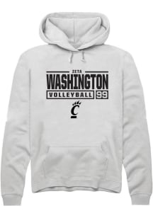 Zeta Washington  Rally Cincinnati Bearcats Mens White NIL Stacked Box Long Sleeve Hoodie