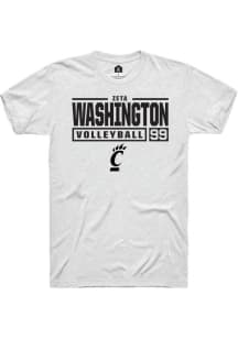 Zeta Washington  Cincinnati Bearcats White Rally NIL Stacked Box Short Sleeve T Shirt