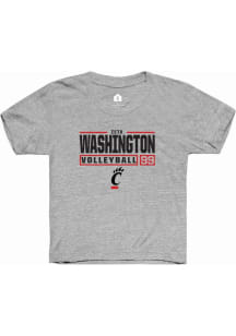Zeta Washington  Rally Cincinnati Bearcats Youth Grey NIL Stacked Box Short Sleeve T-Shirt
