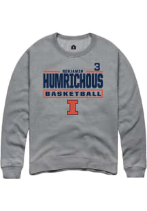 Benjamin Humrichous  Rally Illinois Fighting Illini Mens Graphite NIL Stacked Box Long Sleeve Crew..
