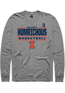 Benjamin Humrichous  Illinois Fighting Illini Graphite Rally NIL Stacked Box Long Sleeve T Shirt