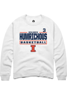 Benjamin Humrichous  Rally Illinois Fighting Illini Mens White NIL Stacked Box Long Sleeve Crew Sw..