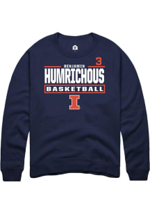 Benjamin Humrichous  Rally Illinois Fighting Illini Mens Navy Blue NIL Stacked Box Long Sleeve Cre..