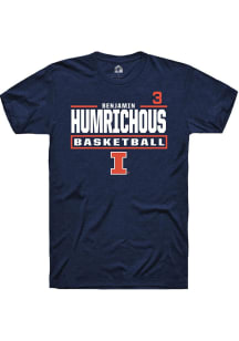 Benjamin Humrichous  Illinois Fighting Illini Navy Blue Rally NIL Stacked Box Short Sleeve T Shirt