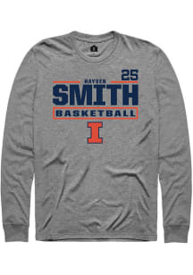 Hayven Smith  Illinois Fighting Illini Graphite Rally NIL Stacked Box Long Sleeve T Shirt