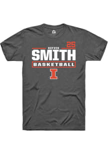 Hayven Smith  Illinois Fighting Illini Grey Rally NIL Stacked Box Short Sleeve T Shirt