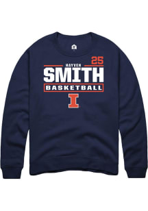 Hayven Smith  Rally Illinois Fighting Illini Mens Navy Blue NIL Stacked Box Long Sleeve Crew Sweat..