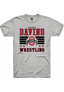 Benjamin Davino  Ohio State Buckeyes Ash Rally NIL Striped Short Sleeve T Shirt