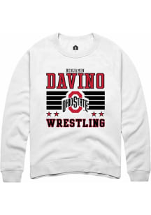 Benjamin Davino  Rally Ohio State Buckeyes Mens White NIL Striped Long Sleeve Crew Sweatshirt