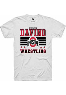 Benjamin Davino  Ohio State Buckeyes White Rally NIL Striped Short Sleeve T Shirt