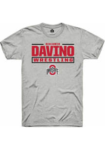Benjamin Davino  Ohio State Buckeyes Ash Rally NIL Stacked Box Short Sleeve T Shirt