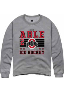 Chris Able  Rally Ohio State Buckeyes Mens Grey NIL Striped Long Sleeve Crew Sweatshirt