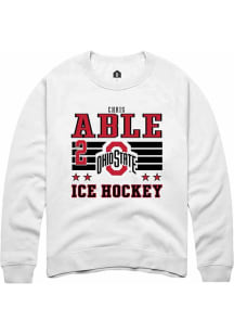 Chris Able  Rally Ohio State Buckeyes Mens White NIL Striped Long Sleeve Crew Sweatshirt