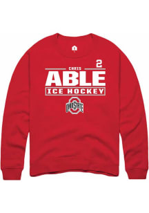 Chris Able  Rally Ohio State Buckeyes Mens Red NIL Stacked Box Long Sleeve Crew Sweatshirt