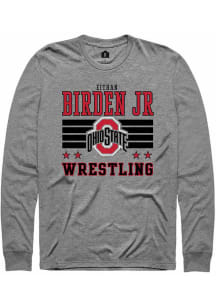 e’Than Birden Jr  Ohio State Buckeyes Grey Rally NIL Striped Long Sleeve T Shirt