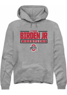 e’Than Birden Jr  Rally Ohio State Buckeyes Mens Graphite NIL Stacked Box Long Sleeve Hoodie