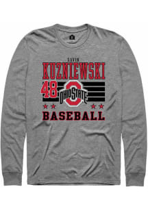 Gavin Kuzniewski  Ohio State Buckeyes Grey Rally NIL Striped Long Sleeve T Shirt