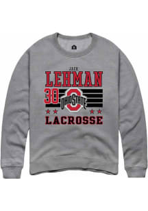 Jack Lehman  Rally Ohio State Buckeyes Mens Grey NIL Striped Long Sleeve Crew Sweatshirt