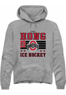 James Hong  Rally Ohio State Buckeyes Mens Grey NIL Striped Long Sleeve Hoodie