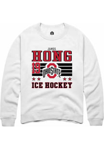 James Hong  Rally Ohio State Buckeyes Mens White NIL Striped Long Sleeve Crew Sweatshirt