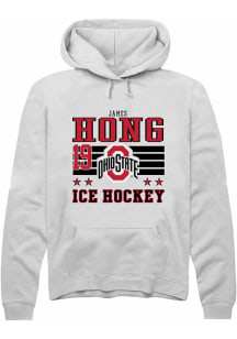 James Hong  Rally Ohio State Buckeyes Mens White NIL Striped Long Sleeve Hoodie