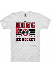 James Hong  Ohio State Buckeyes White Rally NIL Striped Short Sleeve T Shirt