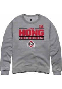 James Hong  Rally Ohio State Buckeyes Mens Graphite NIL Stacked Box Long Sleeve Crew Sweatshirt