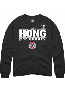 James Hong  Rally Ohio State Buckeyes Mens Black NIL Stacked Box Long Sleeve Crew Sweatshirt