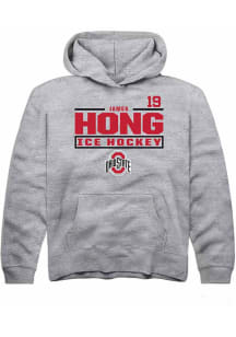 James Hong  Rally Ohio State Buckeyes Youth Grey NIL Stacked Box Long Sleeve Hoodie