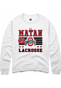 Joe Matan  Rally Ohio State Buckeyes Mens White NIL Striped Long Sleeve Crew Sweatshirt