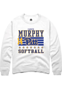 Camryn Murphy  Rally Pitt Panthers Mens White NIL Striped Long Sleeve Crew Sweatshirt