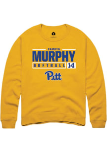 Camryn Murphy  Rally Pitt Panthers Mens Gold NIL Stacked Box Long Sleeve Crew Sweatshirt