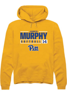 Camryn Murphy  Rally Pitt Panthers Mens Gold NIL Stacked Box Long Sleeve Hoodie