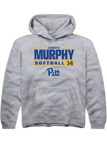 Camryn Murphy  Rally Pitt Panthers Youth Grey NIL Stacked Box Long Sleeve Hoodie