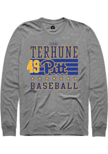 Isaac Terhune  Pitt Panthers Grey Rally NIL Striped Long Sleeve T Shirt