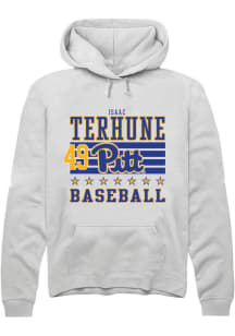 Isaac Terhune  Rally Pitt Panthers Mens White NIL Striped Long Sleeve Hoodie