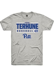 Isaac Terhune  Pitt Panthers Ash Rally NIL Stacked Box Short Sleeve T Shirt