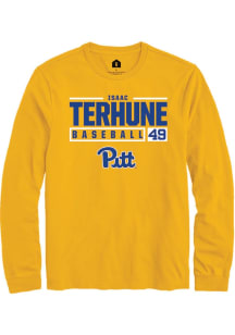 Isaac Terhune  Pitt Panthers Gold Rally NIL Stacked Box Long Sleeve T Shirt