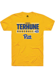 Isaac Terhune  Pitt Panthers Gold Rally NIL Stacked Box Short Sleeve T Shirt