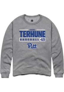 Isaac Terhune  Rally Pitt Panthers Mens Graphite NIL Stacked Box Long Sleeve Crew Sweatshirt