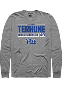Isaac Terhune  Pitt Panthers Graphite Rally NIL Stacked Box Long Sleeve T Shirt