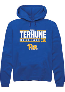 Isaac Terhune  Rally Pitt Panthers Mens Blue NIL Stacked Box Long Sleeve Hoodie