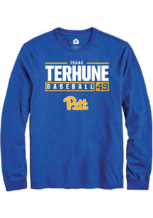 Isaac Terhune  Pitt Panthers Blue Rally NIL Stacked Box Long Sleeve T Shirt