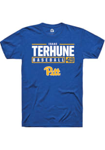 Isaac Terhune  Pitt Panthers Blue Rally NIL Stacked Box Short Sleeve T Shirt