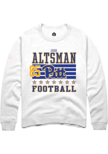Josh Altsman  Rally Pitt Panthers Mens White Football NIL Striped Long Sleeve Crew Sweatshirt